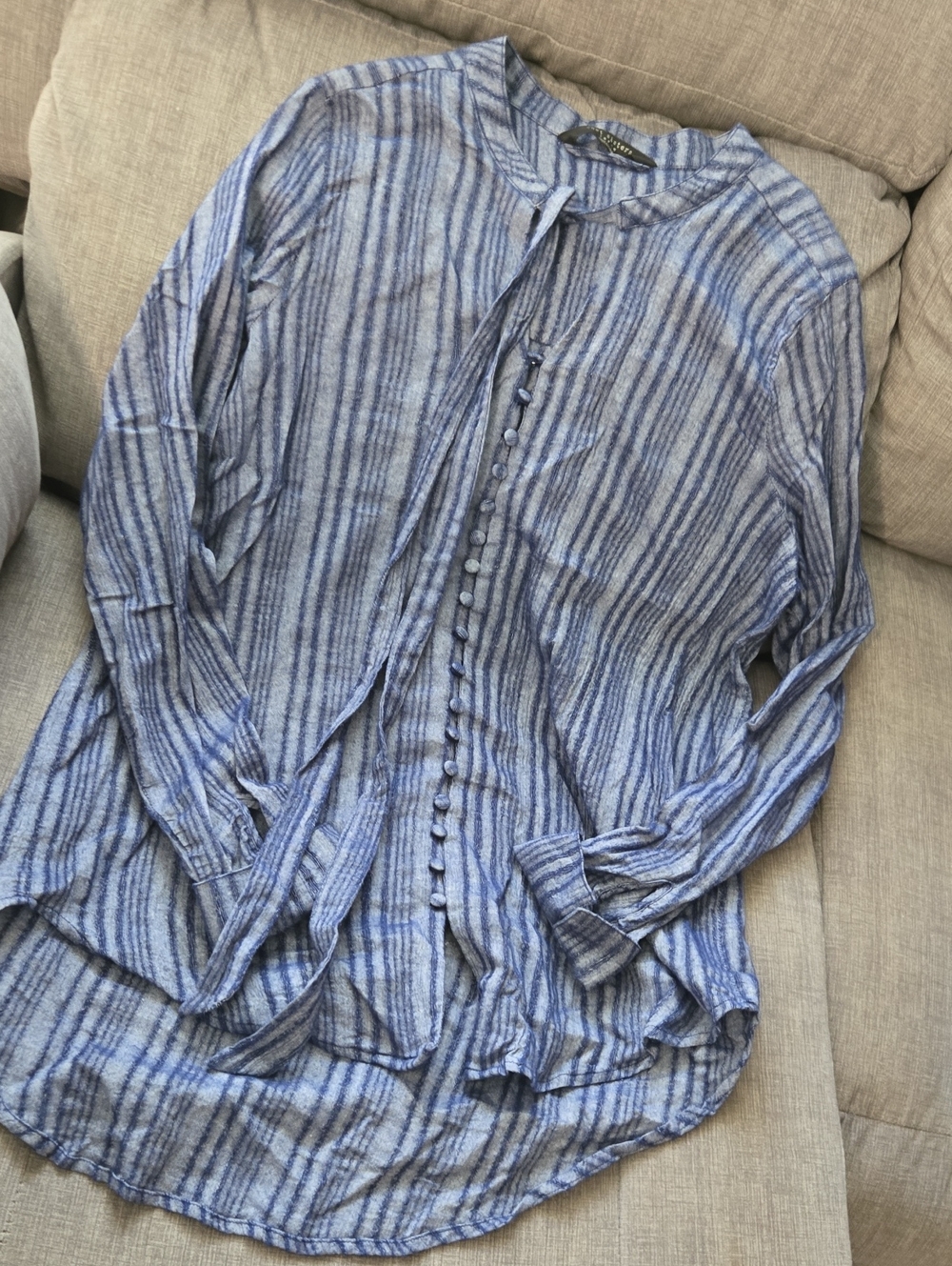 knot sisters Blue Striped Button-Front Tunic